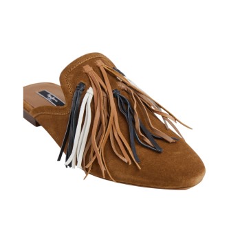 Pepe Jeans Brązowe skórzane buty Kara Urban
