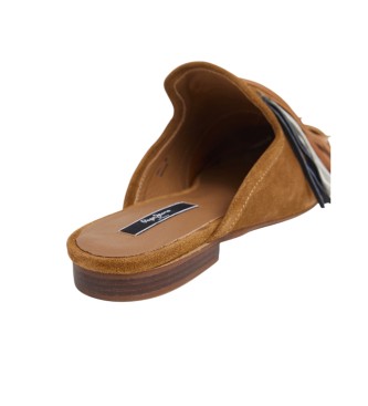 Pepe Jeans Brązowe skórzane buty Kara Urban
