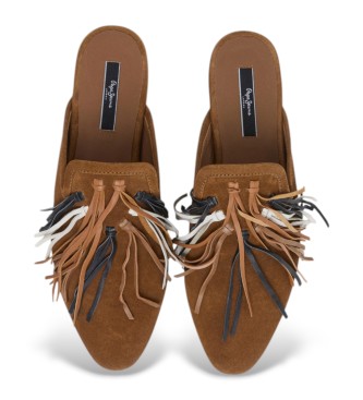 Pepe Jeans Brązowe skórzane buty Kara Urban