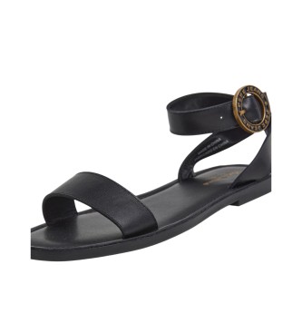 Pepe Jeans Sandali in pelle nera con logo Kat