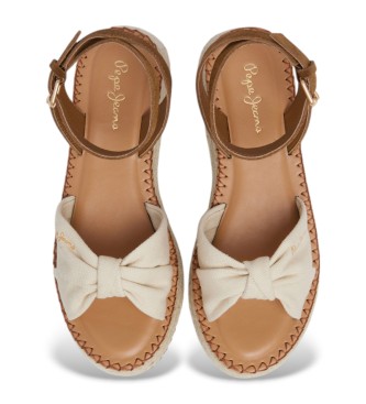 Pepe Jeans Rjave usnjene sandale Kate Bass
