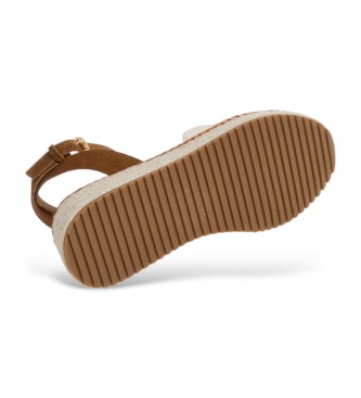 Pepe Jeans Rjave usnjene sandale Kate Bass