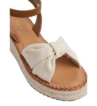 Pepe Jeans Rjave usnjene sandale Kate Bass