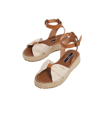 Pepe Jeans Leather sandalsKate One beige -Height 4.5cm wedge