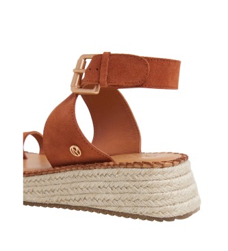 Pepe Jeans Rjave sandale Kate iz mehkega usnja