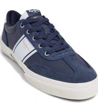 Pepe Jeans Kenton Club marineblaue Lederturnschuhe