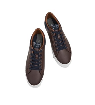 Pepe Jeans Kenton Court brown leather sneakers