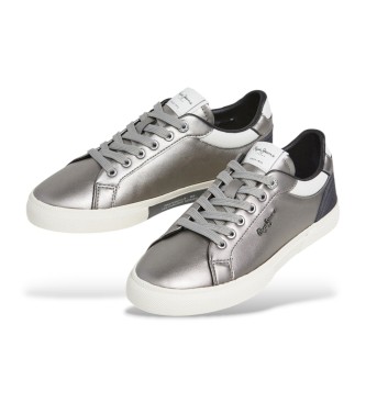 Pepe Jeans Srebrne trampki Kenton Glam