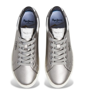 Pepe Jeans Srebrne trampki Kenton Glam