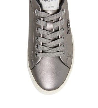 Pepe Jeans Srebrne trampki Kenton Glam