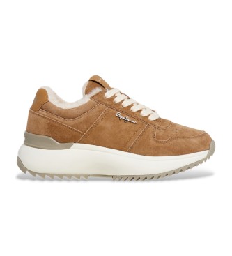 Pepe Jeans Kimi Block brown leather trainers