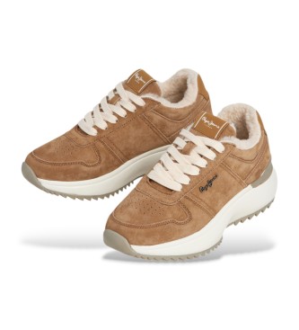 Pepe Jeans Kimi Block brown leather trainers