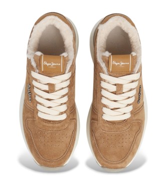 Pepe Jeans Kimi Block brown leather trainers