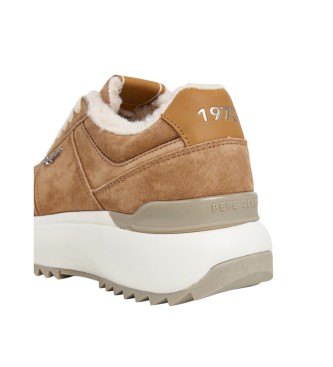 Pepe Jeans Kimi Block brown leather trainers