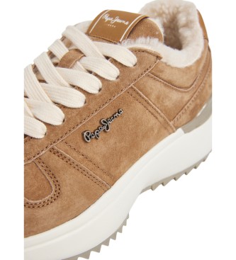 Pepe Jeans Kimi Block brown leather trainers