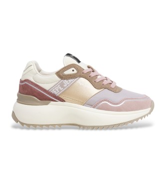 Pepe Jeans Sneakers Kimi Glam in pelle rosa e beige