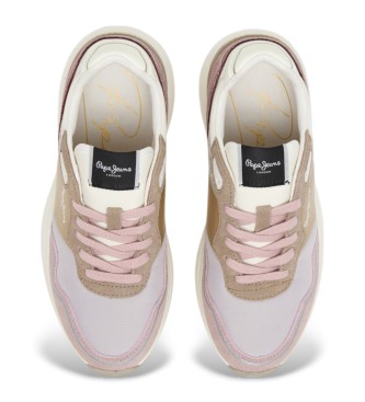 Pepe Jeans Sneakers Kimi Glam in pelle rosa e beige