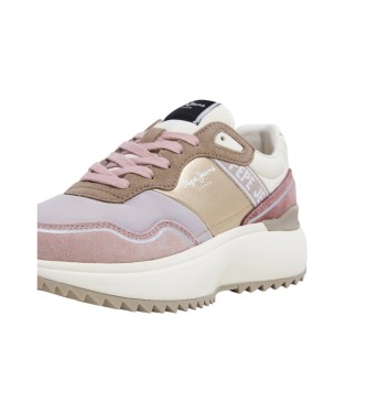 Pepe Jeans Sneakers Kimi Glam in pelle rosa e beige