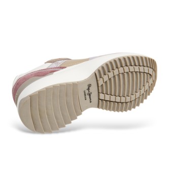 Pepe Jeans Sneakers Kimi Glam in pelle rosa e beige