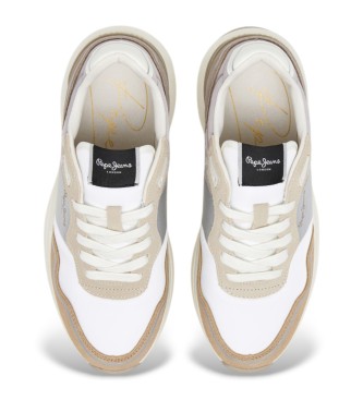 Pepe Jeans Baskets en cuir beige Kimi Glam