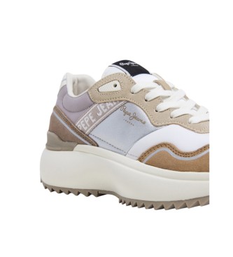 Pepe Jeans Baskets en cuir beige Kimi Glam