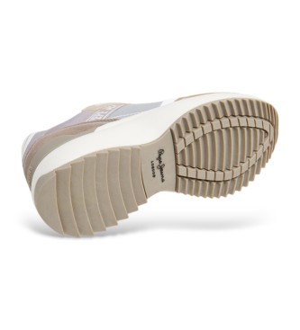 Pepe Jeans Baskets en cuir beige Kimi Glam