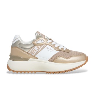 Pepe Jeans Kimi Mesh Leather Sneakers bege