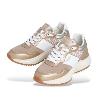 Pepe Jeans Kimi Mesh Leather Sneakers bege