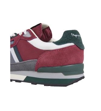 Pepe Jeans Zapatillas de Piel Kingston College granate
