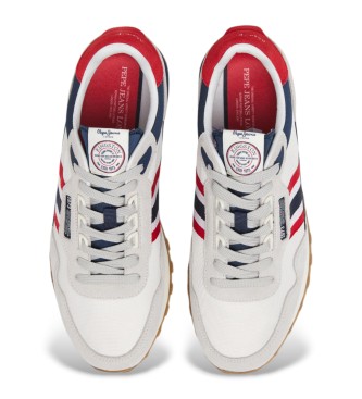 Pepe Jeans Sneakers in pelle Kingston Heritage bianche, grigie