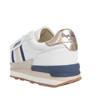 Pepe Jeans Sneakers Kingston Nature in pelle bianca