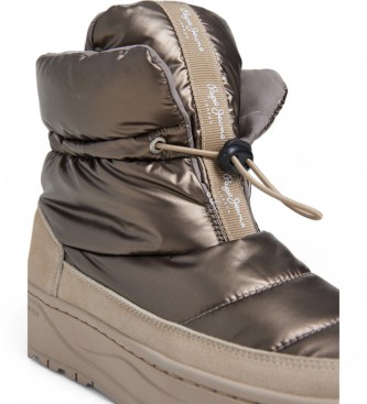 Pepe Jeans Kore Metallic taupe ankelstvler i lder