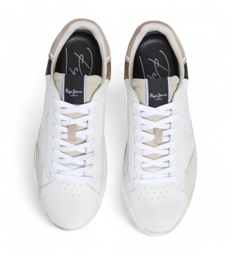 Pepe Jeans Sapatilhas de couro branco Lane Origin 