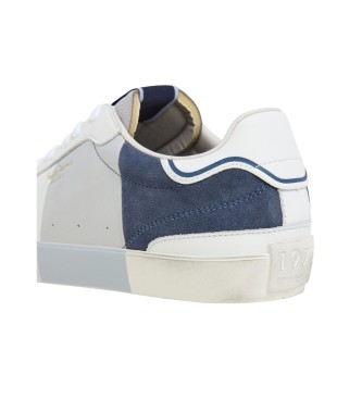 Pepe Jeans Lane print leather trainers white