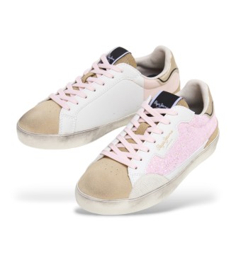 Pepe Jeans Lane Sequins G leather shoes pink