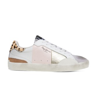 Pepe Jeans Lane Sweet Weie Turnschuhe aus Leder
