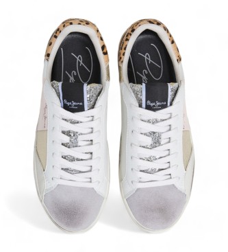 Pepe Jeans Lane Sweet Weie Turnschuhe aus Leder