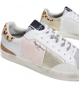 Pepe Jeans Lane Sweet Weie Turnschuhe aus Leder