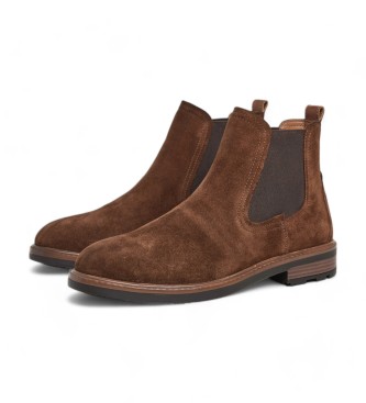 Pepe Jeans Braune Leeds Chelsea-Stiefel aus Leder