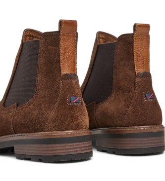 Pepe Jeans Botins Leeds Chelsea em pele castanha