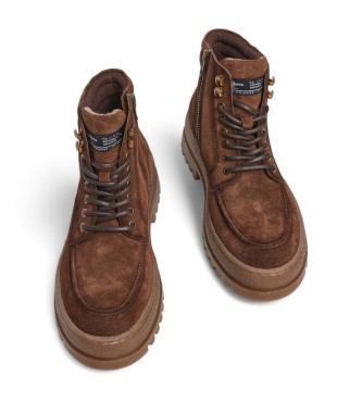 Pepe Jeans Bottines en cuir Lincoln Nature marron