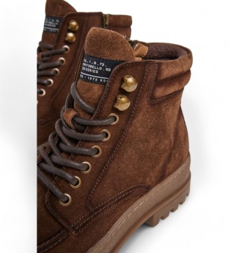 Pepe Jeans Bottines en cuir Lincoln Nature marron