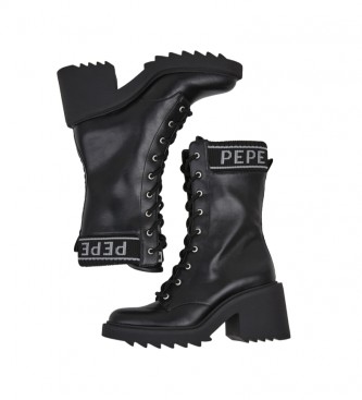 Pepe Jeans Botas Boss logo negro -Altura tacón 7,5cm-