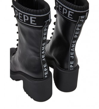 Pepe Jeans Boss logo boots black -Heel height 7,5cm