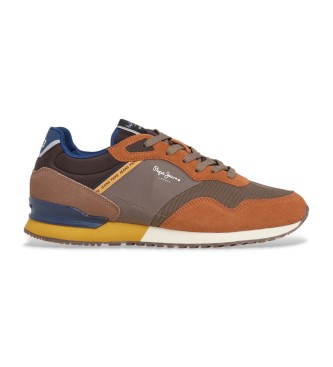 Pepe Jeans Sneakers in pelle marrone mattone di Londra