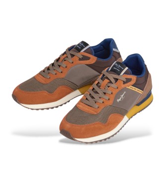 Pepe Jeans Sneakers in pelle marrone mattone di Londra
