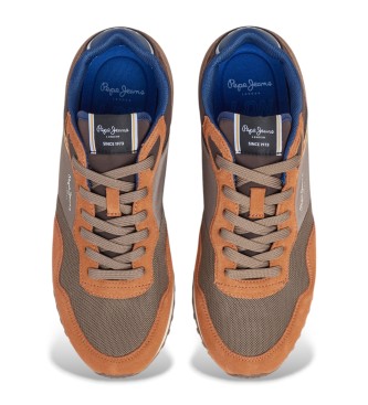 Pepe Jeans Sneakers in pelle marrone mattone di Londra