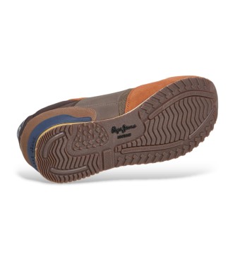 Pepe Jeans Sneakers in pelle marrone mattone di Londra