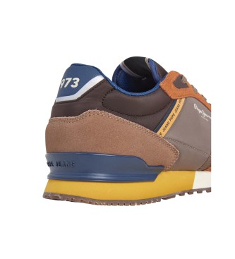 Pepe Jeans Sneakers in pelle marrone mattone di Londra