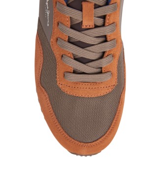Pepe Jeans Sneakers in pelle marrone mattone di Londra